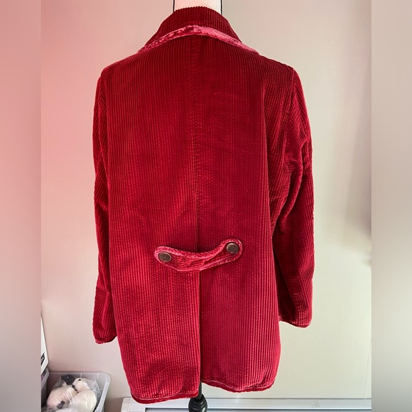 J. Jill Red Corduroy Jacket with Velvet Trim | Women's Sz LP - Picture 2 of 12
